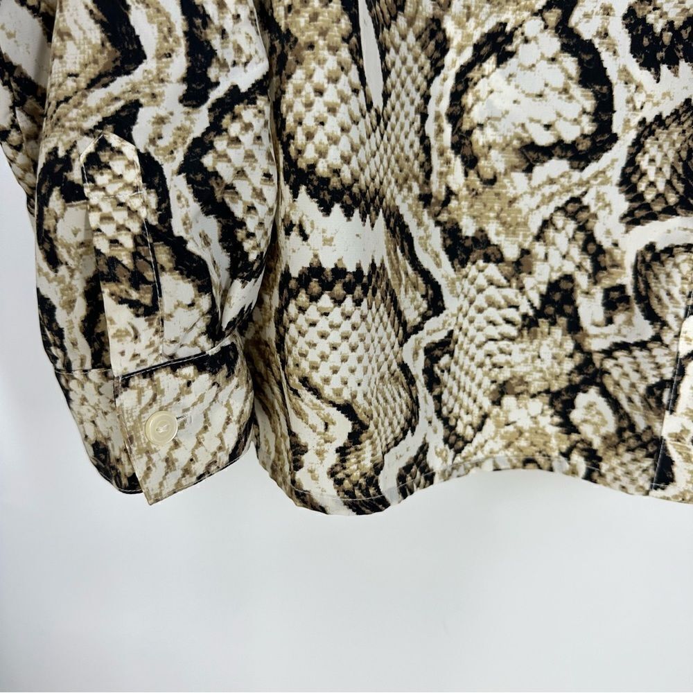 Jm Collection Neutral Snakeprint Button Front Blo… - image 5